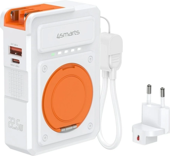 4smarts hibridni punjač 6-u-1 s power bankom 10000 mAh, 22,5 W, Qi, USB‑C/USB‑A, bijela