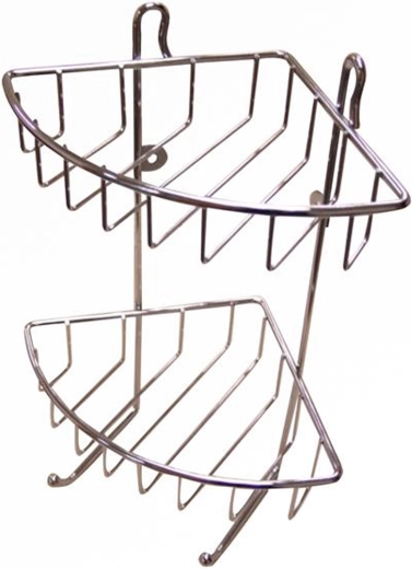 Kutna dvokatna kupaonska polica, krom