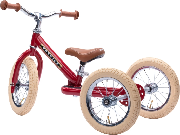 Trybike dječja guralica 2u1 (tricikl i dvokotačna) crvena mat