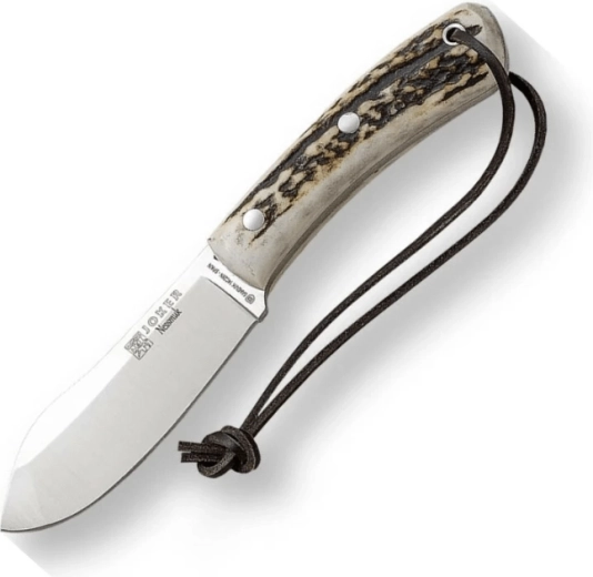 Joker Nessmuk bushcraft lovački nož, 11 cm, jelenji rog, kožna futrola