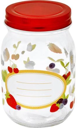 Staklenka za zimnicu Toro 500 ml s poklopcem, motiv voća