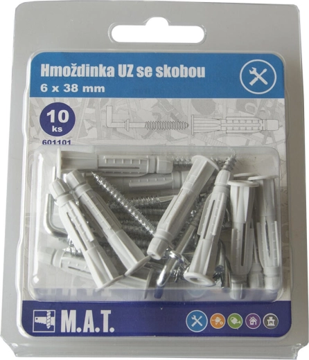 Uzlasta tipl sidra sa kukom 6×38 mm, bijeli cink (10 kom)