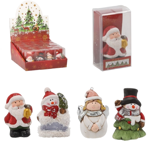 Božićne keramičke figurice sveti Nikola, snjegović i anđeo 6 cm – set