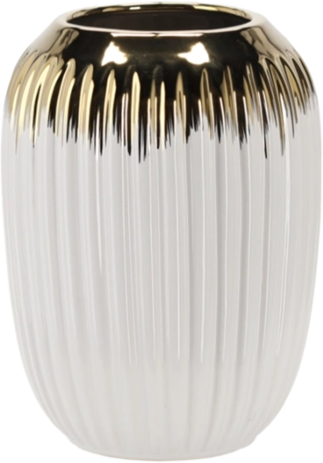 Keramička vaza 15 × 15 × 20 cm bijelo‑zlatna