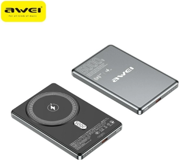 Awei PA-30 MagSafe powerbank 5000 mAh sivi