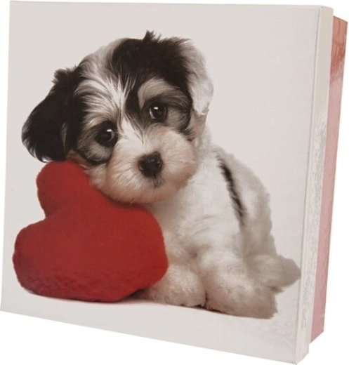 Poklon kutijica od papira s motivom DOG, bijelo/crvena 14 × 14 × 6 cm