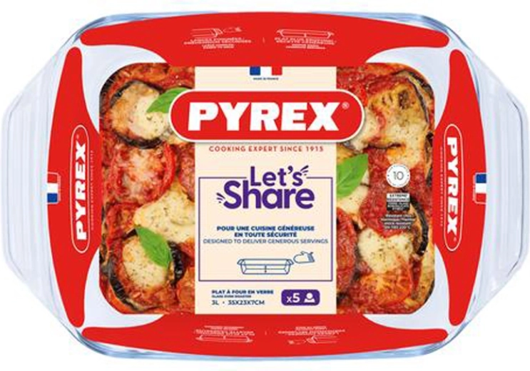 Staklena posuda za pečenje s ručkama PYREX 35 × 23 cm, 3 l od borosilikatnog stakla