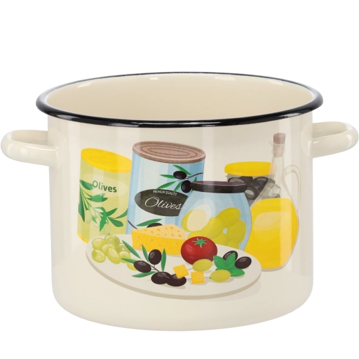 Emajlirani lonac 5,5 l 22 cm krem s motivom masline