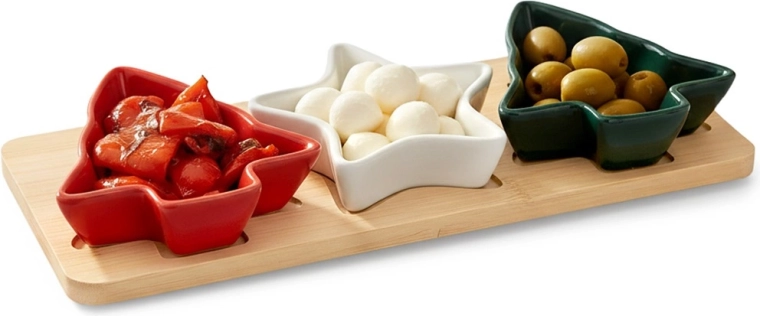 Porculanske zdjelice za grickalice na pladnju, set od 4 dijela