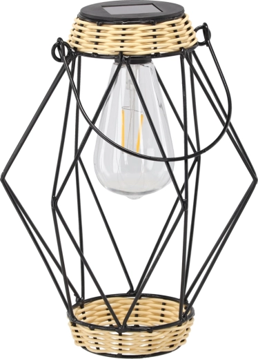 Solarni metalni lampion crni 22 cm s LED