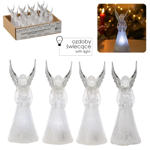 Božićna LED anđeoska figurica od plastike 11 cm