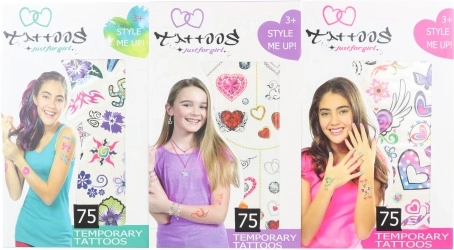 Privremene tetovaže za djevojčice – set od 75 motiva