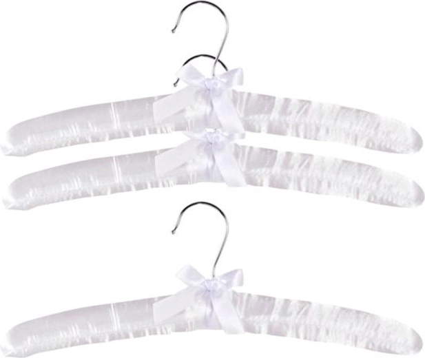 Set satenskih podstavljenih drvenih vješalica, bijele, 38 × 14 cm (3 kom)