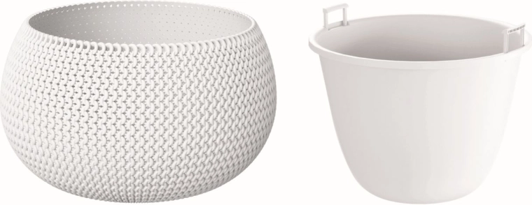 Žardinijera Splofy Bowl s uloškom 24 cm – bijela