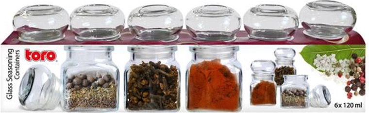 Staklene posudice za začine TORO 120 ml, set 6 kom