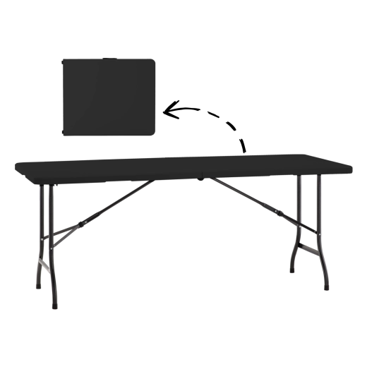 Sklopivi turistički i catering stol 180 × 70 × 74 cm crni