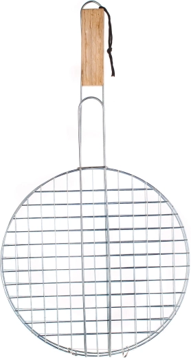 Okrugla roštilj rešetka 30 cm s drvenom drškom