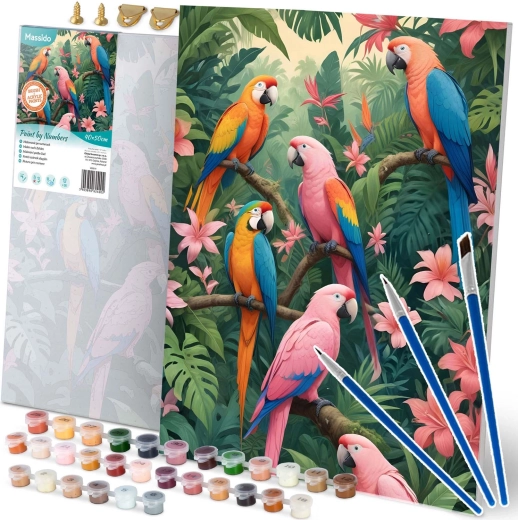 Slikanje po brojevima 40 × 50 cm Massido papige