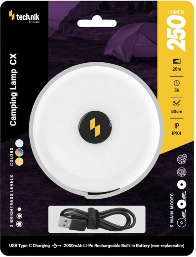Kamperska punjiva lampa s XPG i 24 LED, USB‑C, 250 lm