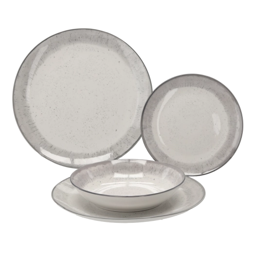 Set tanjura 18 kom okrugli sivi
