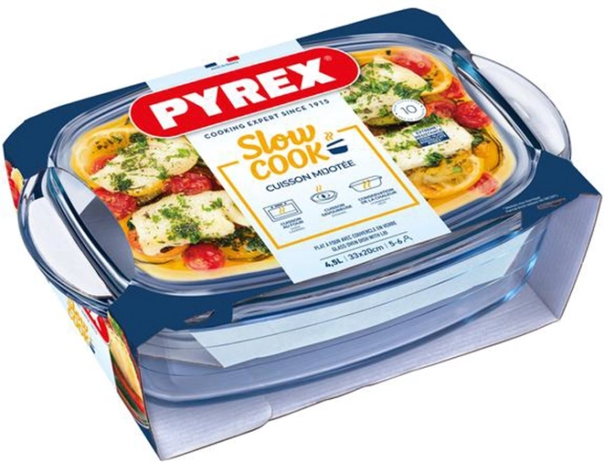 Staklena posuda za pečenje s poklopcem PYREX 4,5 l