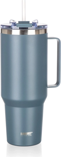 Termo šalica s ručkom 1200 ml TWAIN od nehrđajućeg čelika, tamnosiva