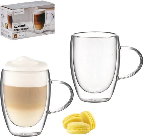 Set od 2 termo čaše s dvostrukom stijenkom i ručkom 340 ml