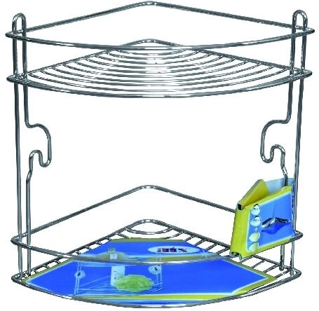 Kutna dvokatna polica STICK, krom, 20 × 20 × 26 cm