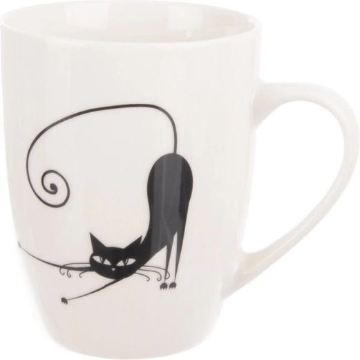 Porculanska šalica s motivom mačke bijelo/crna 370 ml