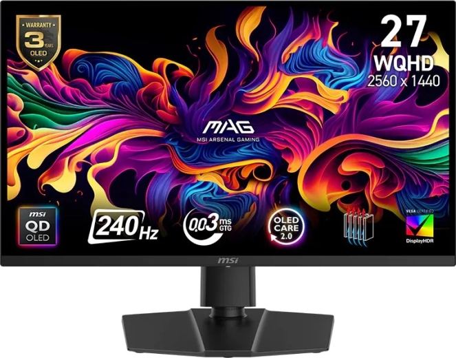 Gaming monitor 27" QD‑OLED WQHD 240 Hz MAG 271QP, crni