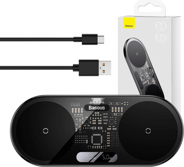 Bežični punjač Baseus s digitalnim LED zaslonom, 20 W