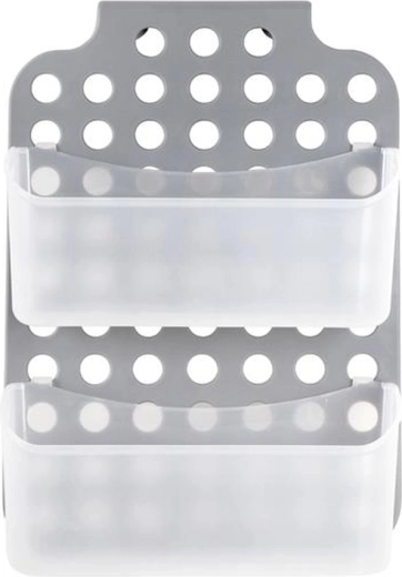 Viseća dvokatna kupaonska polica Toro 35,5 × 25,5 cm, siva