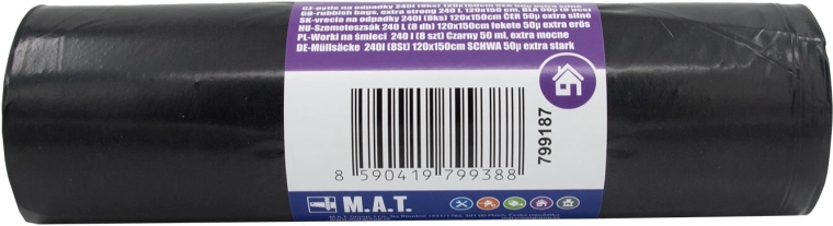 Vreće za otpad 240 l, ekstra čvrste, crne (8 kom)