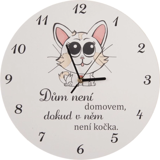 Zidni drveni sat Cat home bijeli 34 cm