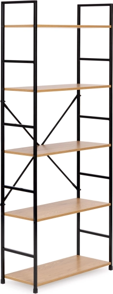 Moderna široka drvena knjižnica LOFT 5 polica