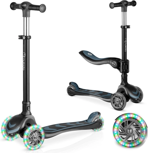 Trokotačni balansirajući romobil za djecu sa sjedalom Nukido Flippo – crni
