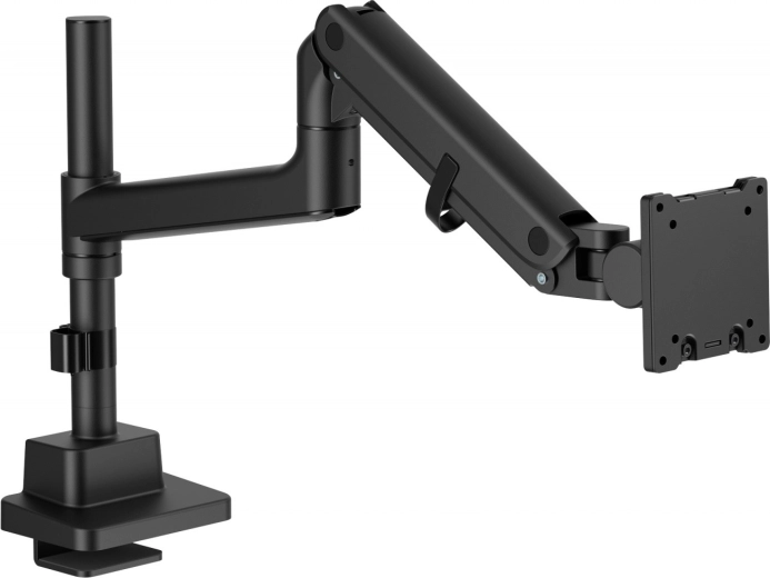 Jednokraki držač za monitor sa stolnom stezaljkom i plinskom oprugom, do 57" / 27 kg, VESA 75x75 i 100x100, crni