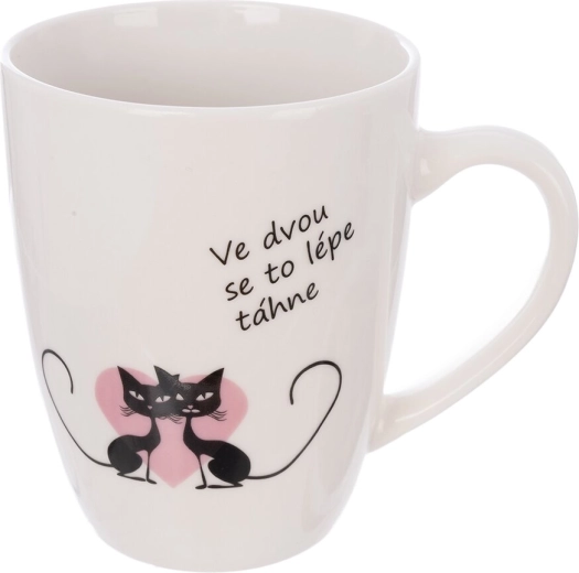 Porculanska šalica s motivom mačke, bijela, 380 ml