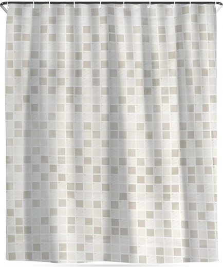 Vodootporna zavjesa za tuš s kukicama, mozaik 180 × 180 cm
