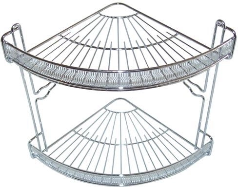 Kutna kupaonska polica, 2 razine, krom, 22 × 22 × 27 cm