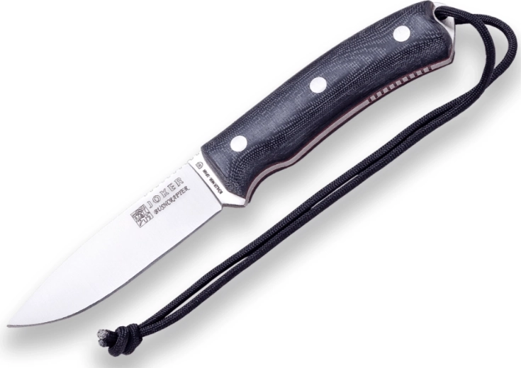 Joker CM120-P Bushcrafter outdoor nož 10,5 cm, crna Micarta, kožno futrole i kremen