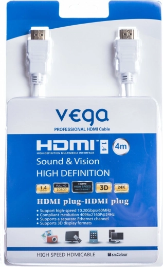 HDMI kabel 4 m 10,2 Gb/s bijeli VEGA