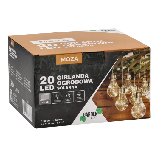 Solarna vrtna girlanda 20 LED toplo bijela 5,8 m IP44