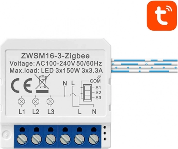 Pametni trokanalni sklopni modul ZigBee Avatto za rasvjetu TUYA