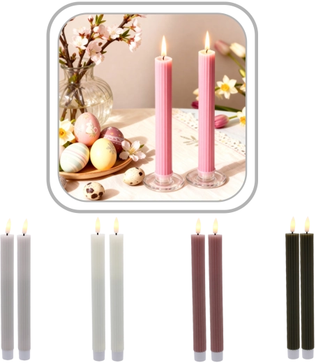 Set voštanih LED svijeća 2,2 × 24,5 cm – miks boja (2 kom)