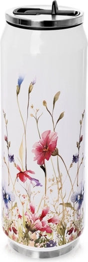 Termo šalica u obliku limenke s cvijećem 500 ml