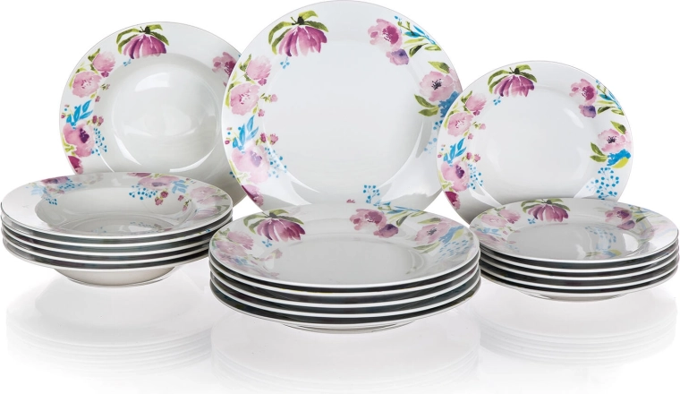 Porculanski set posuđa Pink Flowers, 18-dijelni
