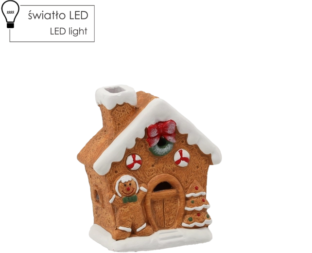 Božićna figurica – kućica od medenjaka s LED osvjetljenjem 12,5 × 6,5 × 14,5 cm