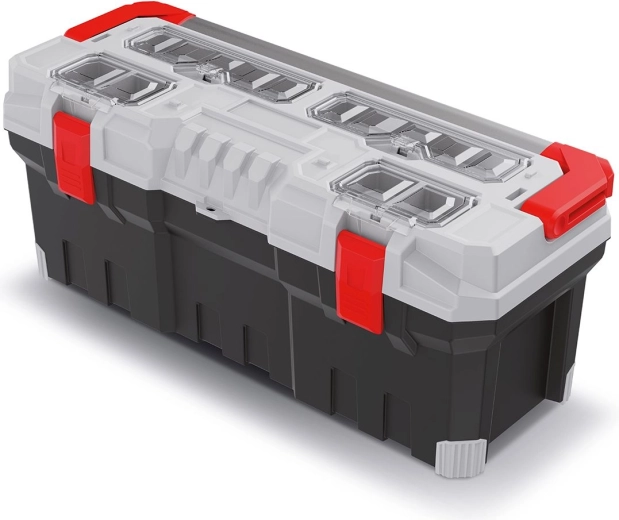 Plastični kovčeg za alat TITAN PLUS s metalnom ručkom, 752 × 300 × 304 mm, sivi