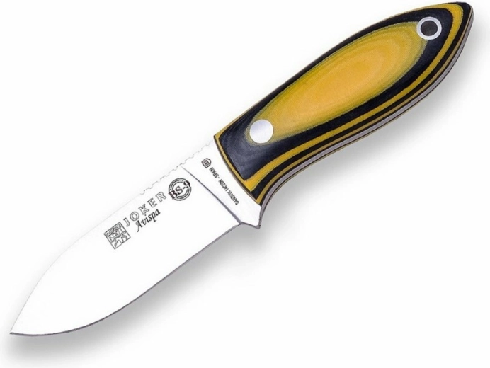 Lovnički nož JOKER Cuello Avispa 8 cm, crno‑narančasti, Micarta, Kydex futrola, paracord